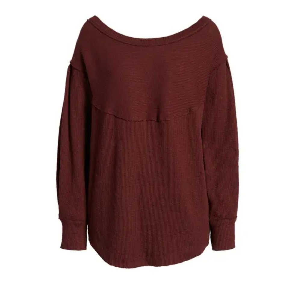 Revolve Free People OG Burgundy Thermal Sweater Pullover - Picture 3 of 3